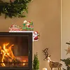 (US Local)Wooden Santa Claus 5D DIY Diamond Painting Door Topper Decor for Party Ornament