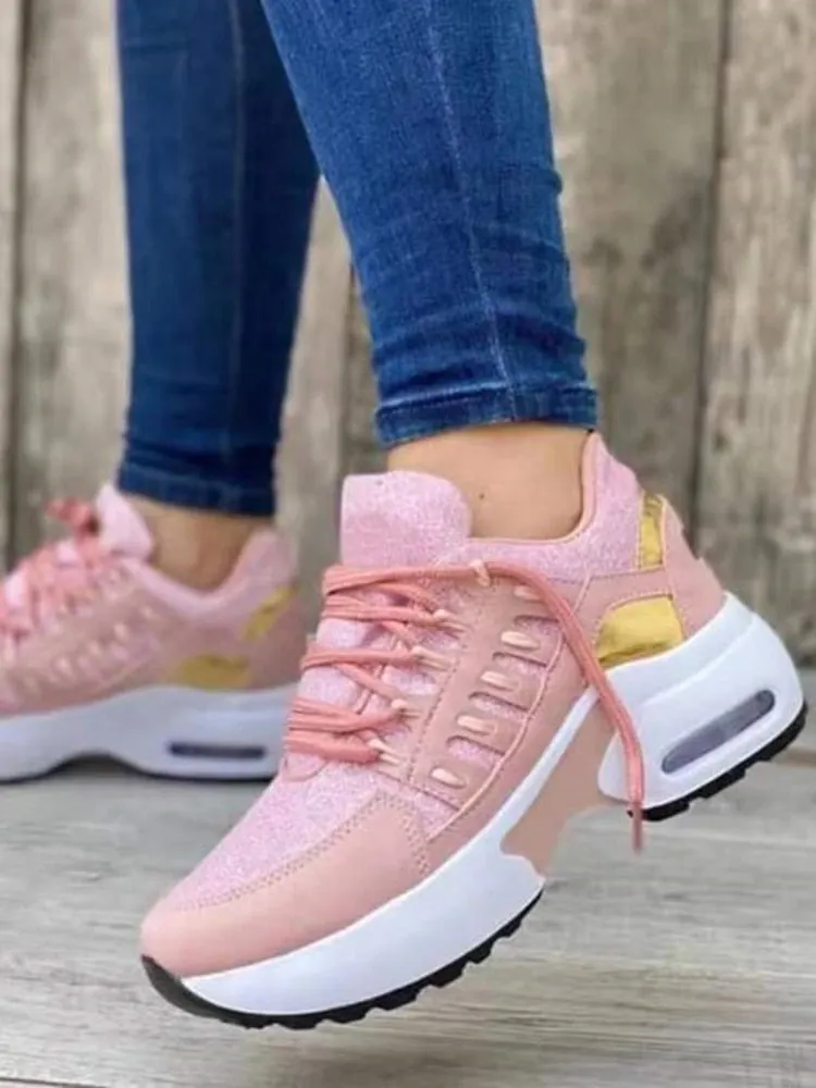 Wedge Platform Sneakers 2022 New Fashion Plus Size Casual Sports Shoes Women Lace-up Mesh Breathable Women's Vulcanized Shoes