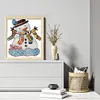 >SALE<Full Embroidery Cotton Thread 14CT Printed Christmas Snowman Cross Stitch35x40cm