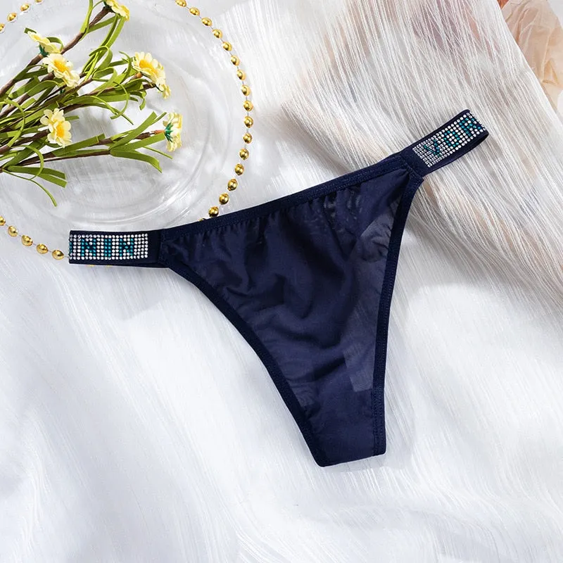 European Style Thong Sexy Lace Panties Fashion Hollow Out Diamond Comfort T-String Low Waist Seamless Underpants Female Lingerie