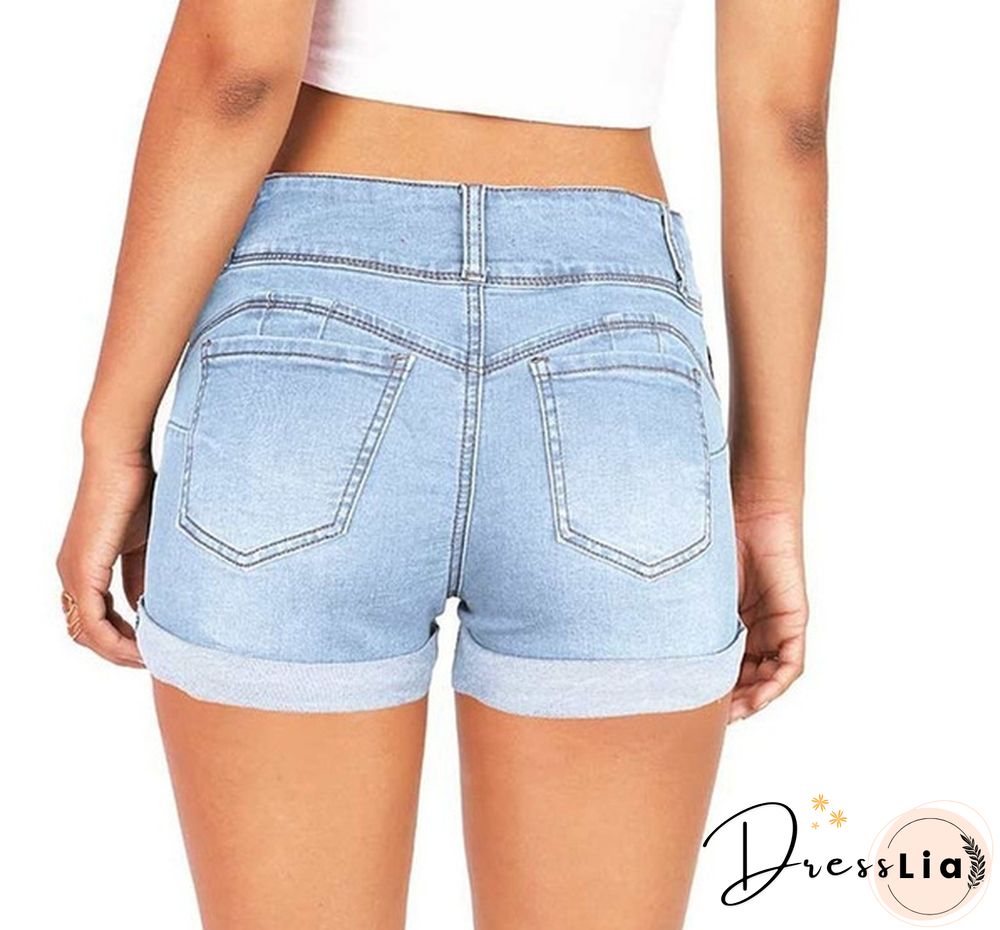 Plus Size Womens Ladies High Waist Short Jeans Shorts Denim Pants