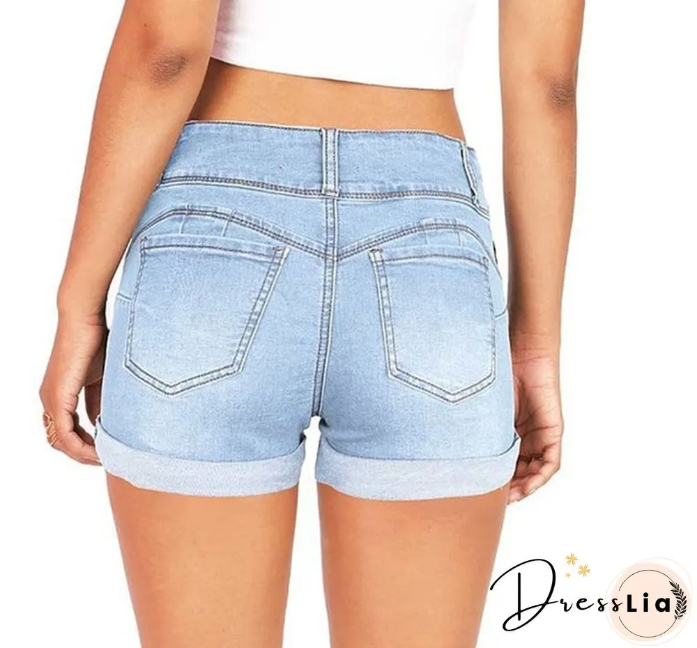 Plus Size Womens Ladies High Waist Short Jeans Shorts Denim Pants