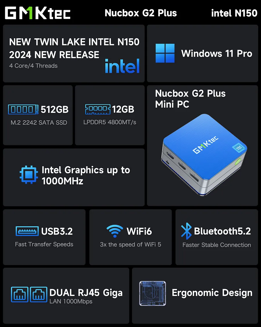 Intel Twin Lake N150 Mini PC--NucBox G2 Plus