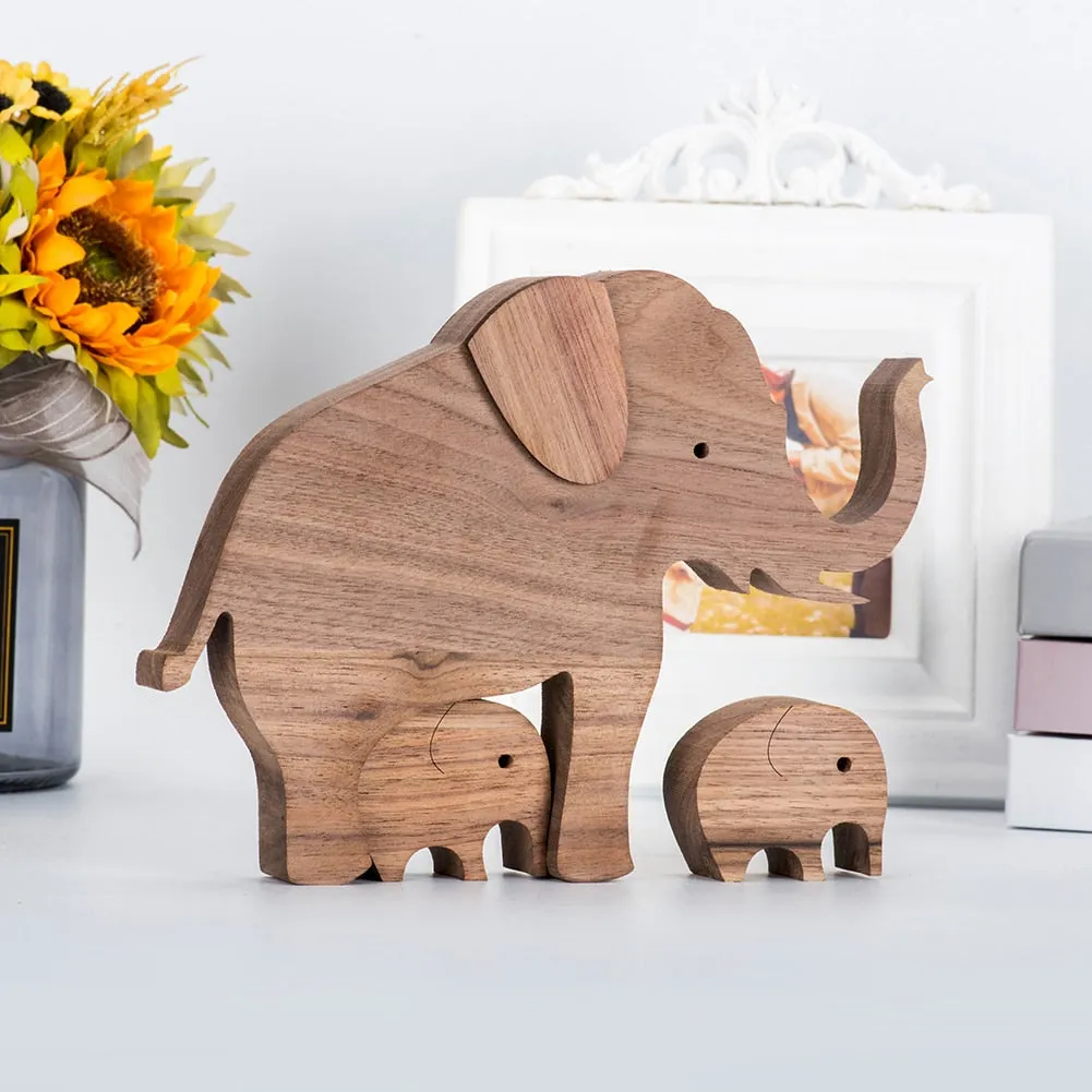 Puppy Family Wood Dog Carving Ornament Christmas Decoration Home Decor Figurine Desktop Table Sculptures For Dog Pet Lover Gifts