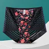 Seamless Printed One-Piece Ice Silk Hollow Lace Briefs