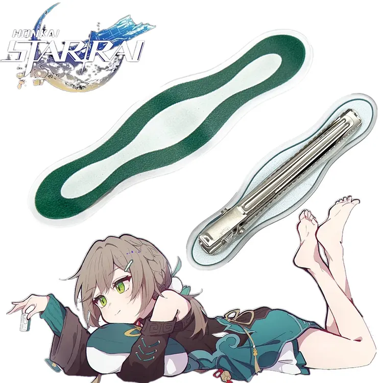 Game Honkai:Star Rail Qingque Cosplay Hairpins Acrylic Headwear Hair Clip Accessories Headdress Halloween