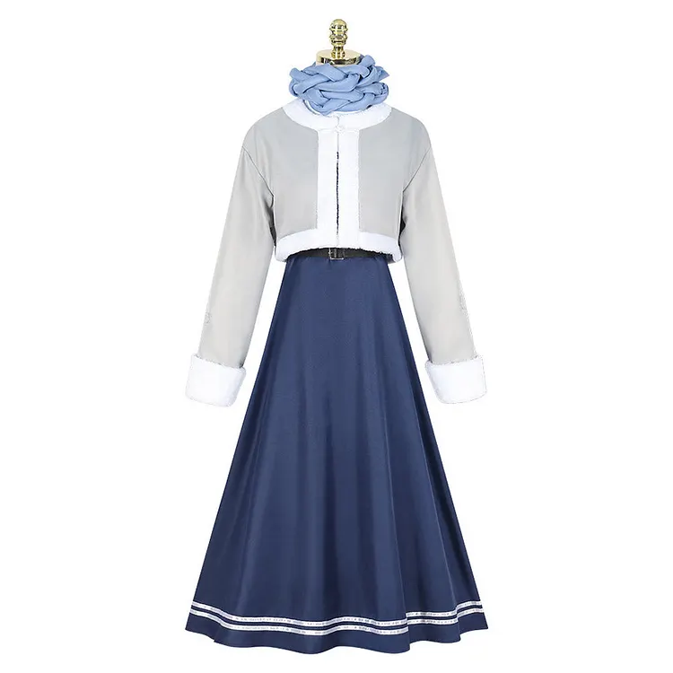 Frieren:Beyond Journey's End 2023 Fern Blue Dress Set Outfits Cosplay Costume Halloween Carnival Suit