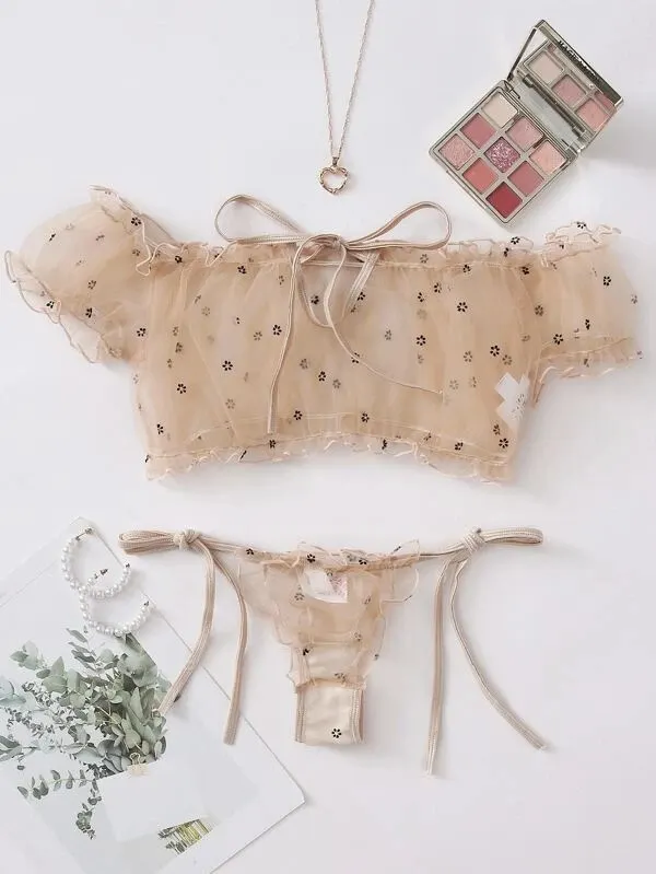 Churchf Hot Sexy Lingerie Sexy Female Three-Point Perspective Lace Pajamas