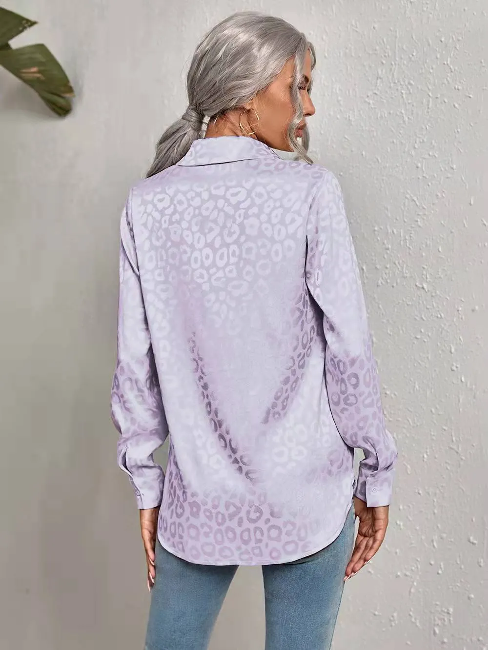 Back to school  Women Leopard Print Luxury Blouse Spring Summer Long Sleeve Lapen Vintage Button Up Shirt Office Lady Satin Tunics Harajuku Top