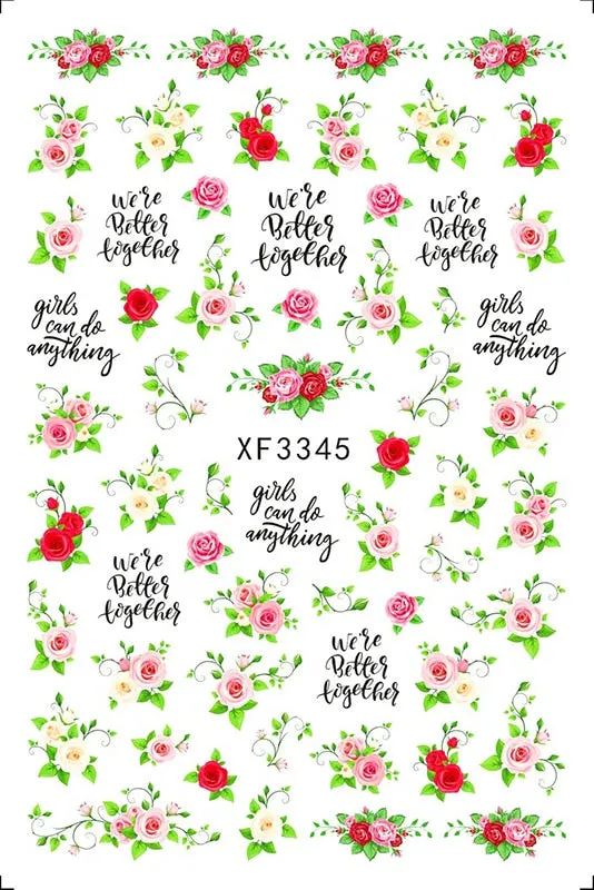 3D Nail Art Stickers Manicure Decoration Design Nail Art Decal Green Clover Leaf Nail Art Designer Decals Beautiful Flower