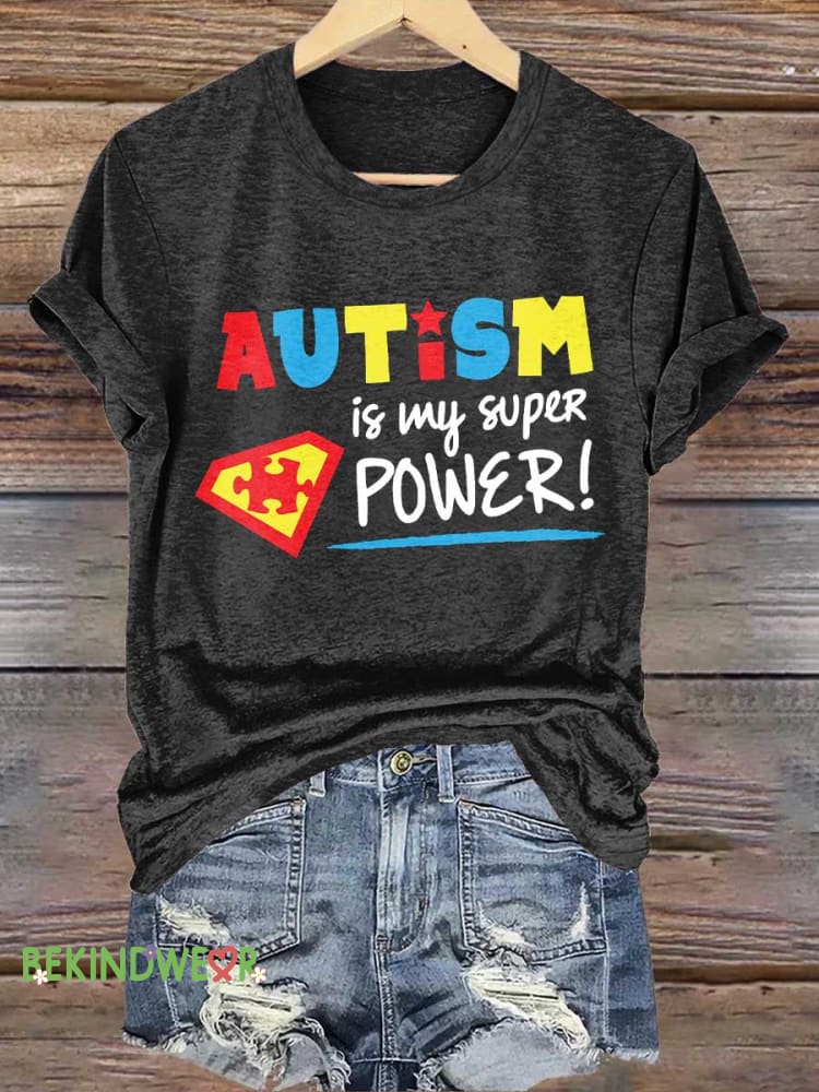 AUTISM Is My Super POWER! Autism Awareness T-shirt Black / S