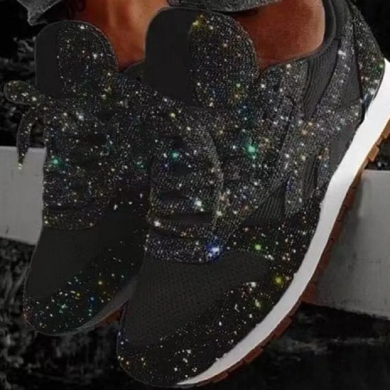 Spring Women Flat Bling Sneakers Glitter Platform Casual Shoes Woman Comfortable Ladies Silver Vulcanize Shoes Plus Size