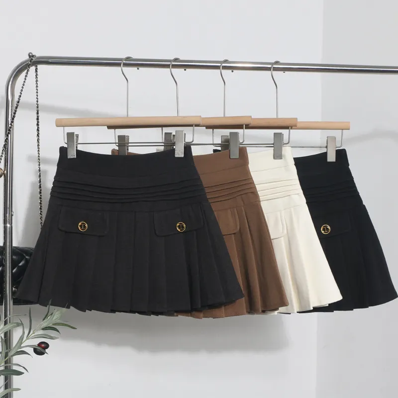 Brownm The Real Shot Of The Hairy Skirt Women's Autumn And Winter High-Waist A Word Small Incense Style Skirt Small Skirt 8262