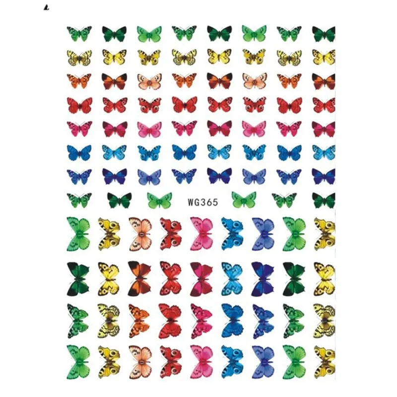 1pc Holographic Blue Nail Stickers Pink Colorful Butterfly Art Sticker With Adhesive DIY Extension Flowers Rose Nail Decoration-Nail Inspo