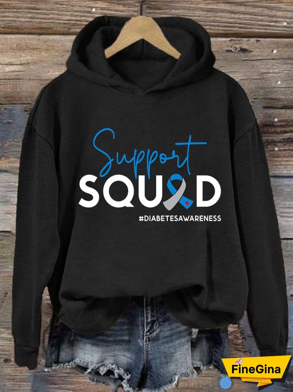 Women's Casual Diabetes Awareness Printed Long Sleeve Sweatshirt