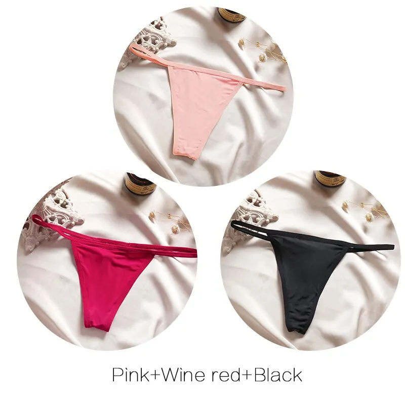 FINETOO 3Pcs/set Sexy Low-rise Thongs Women Bikini Panties T-back Underpants M-XL Female G-String Panty Ladies Thong Lingerie
