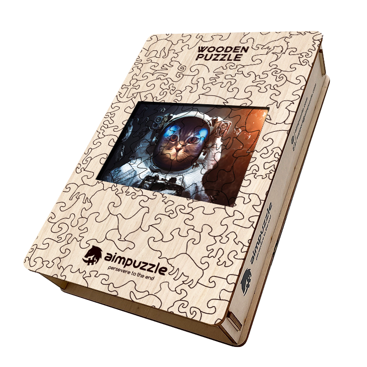 Space Cat Wooden Jigsaw Puzzle