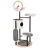 [US Local Warehouse] 66-Inch Cat Tree with Scratching Post Cat Tower Multi-Level Cats Furniture with Dangling Ball Platform Hammock for Indoor Cats Large Adult