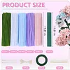 400 Pcs Pipe Cleaners Craft Kit with Floral Wires Tape Stamen and Ribbon Chenille Stems Flowers Craft Kit Suitable for Home Decor Handmade Gifts