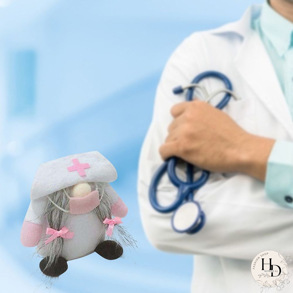 Cute Doctor Nurse Dwarf Doll Ornaments Gnome Handmade Elf Home Farmhouse Kitchen Decor Festive Party Shelf Tiered Tray Decorations Supplies Qee