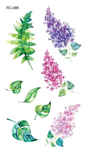 52 Kinds Watercolor Flora Lavender Waterproof Fake Tattoos Temporary Women Arm Chest Ankle Stickers Floral Body Art Tatto Flower