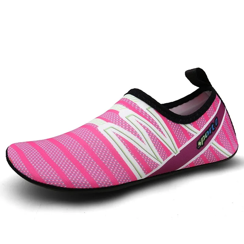 Striped Colorful Water Shoes Woman Men Swimming Breathable Shoes Aqua Beach Shoes Big Plus Size 36-48 Sneaker