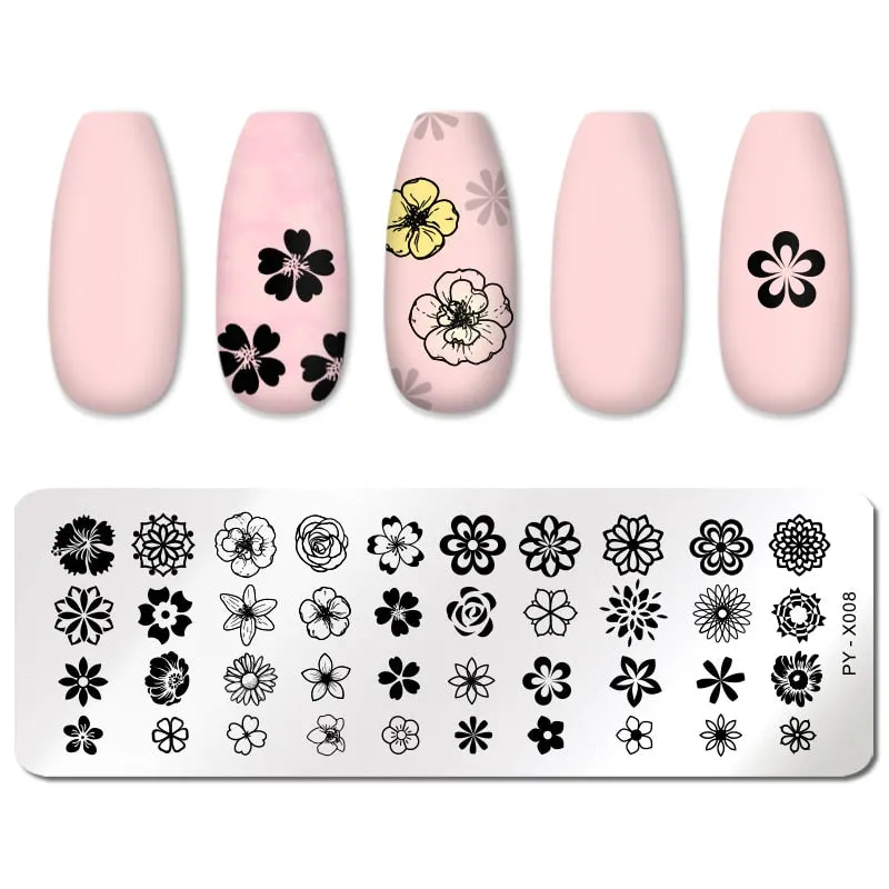 PICT YOU Nail Stamping Plates Flower Plant Pattern Nail Art Plate Stencil Stainless Steel Line Pictures Theme Image Plates Mold-Nail Inspo