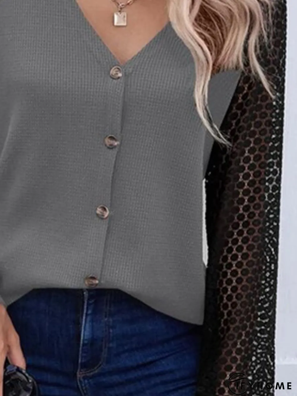 Knitted Color Block Casual Loose Daily Blouse | IFYHOME