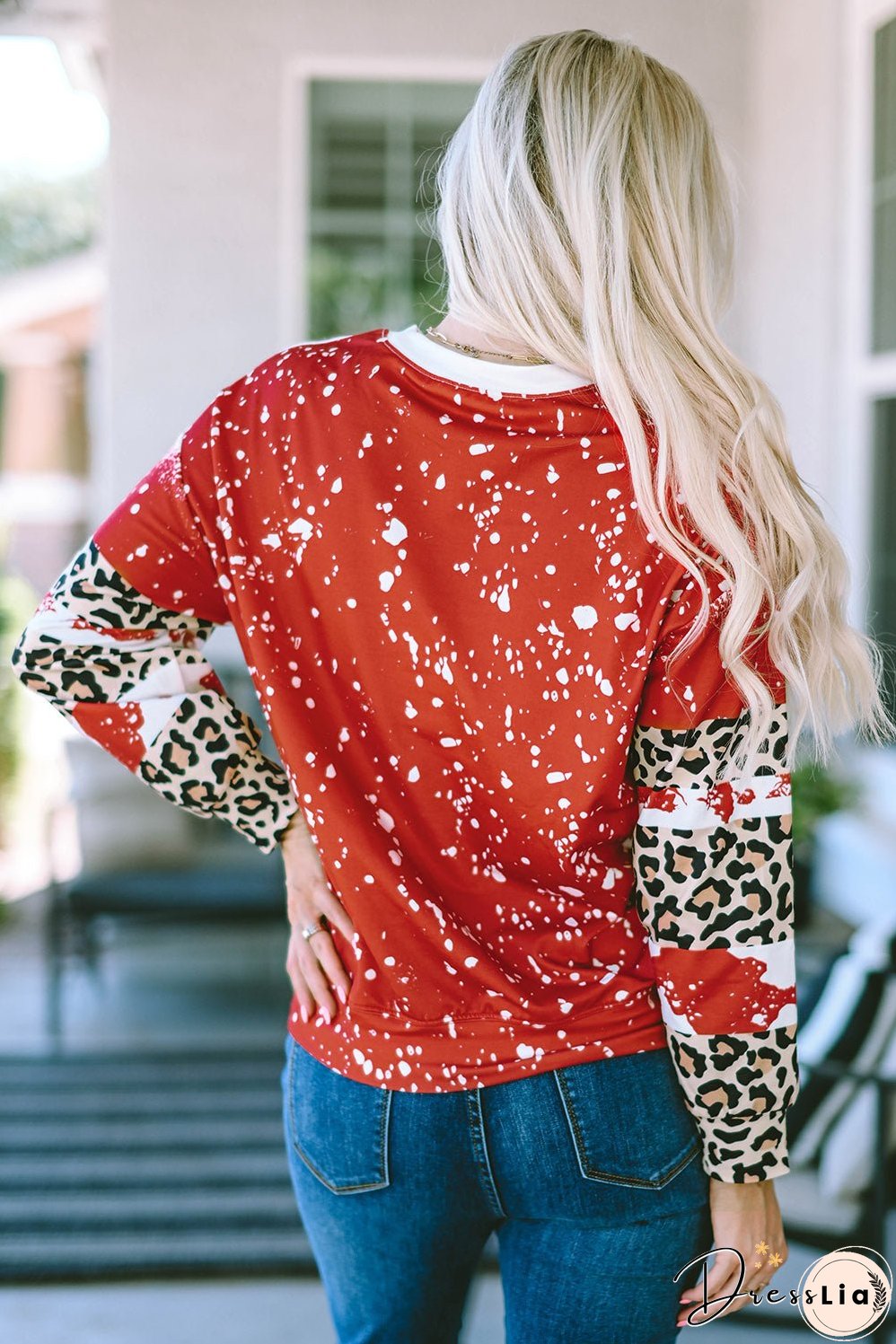 Tie-Dye Leopard Long Sleeve Top