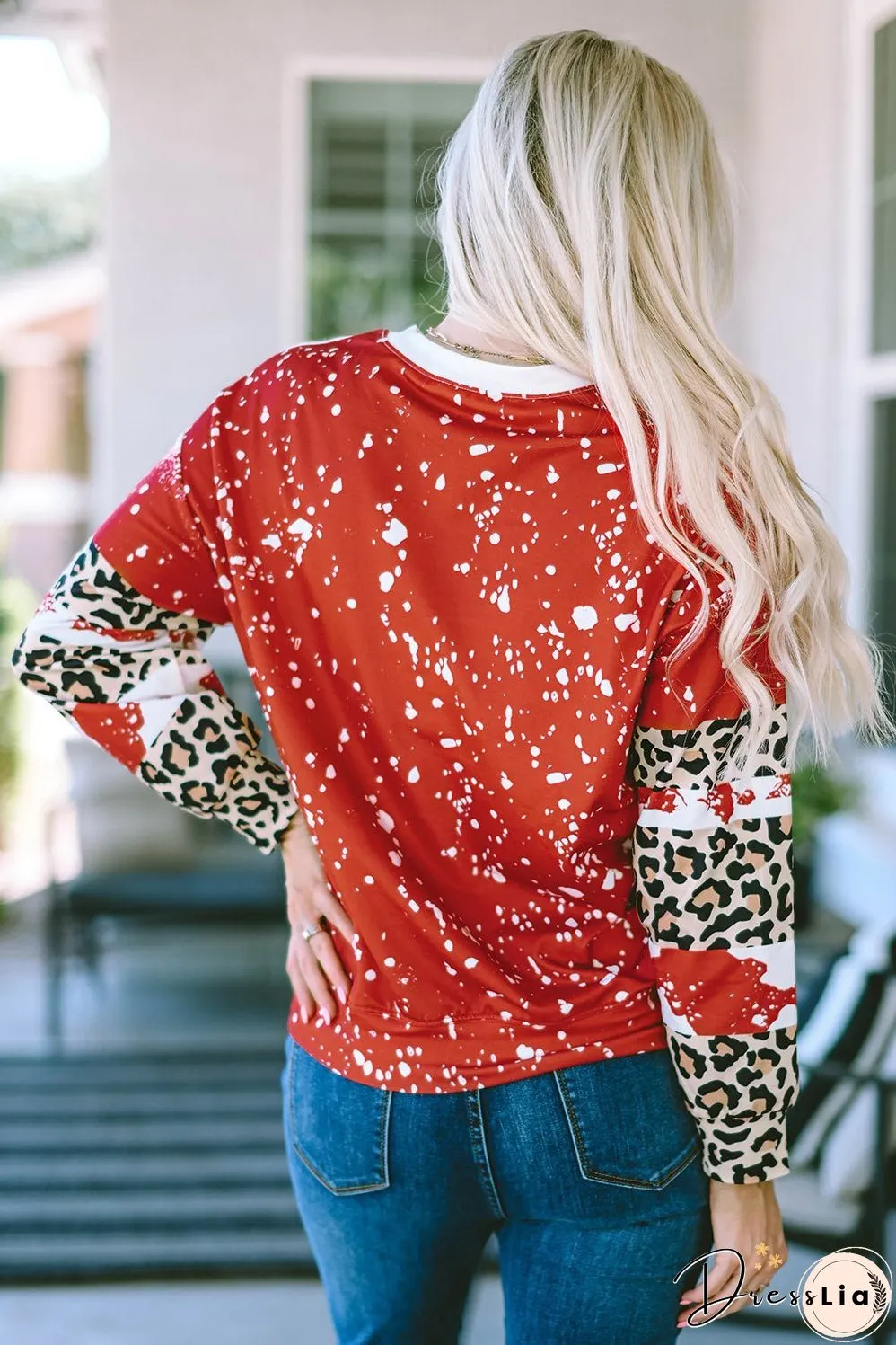 Tie-Dye Leopard Long Sleeve Top