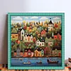 Colorful Houses - 14CT Stamped Cross Stitch - 50*50cm