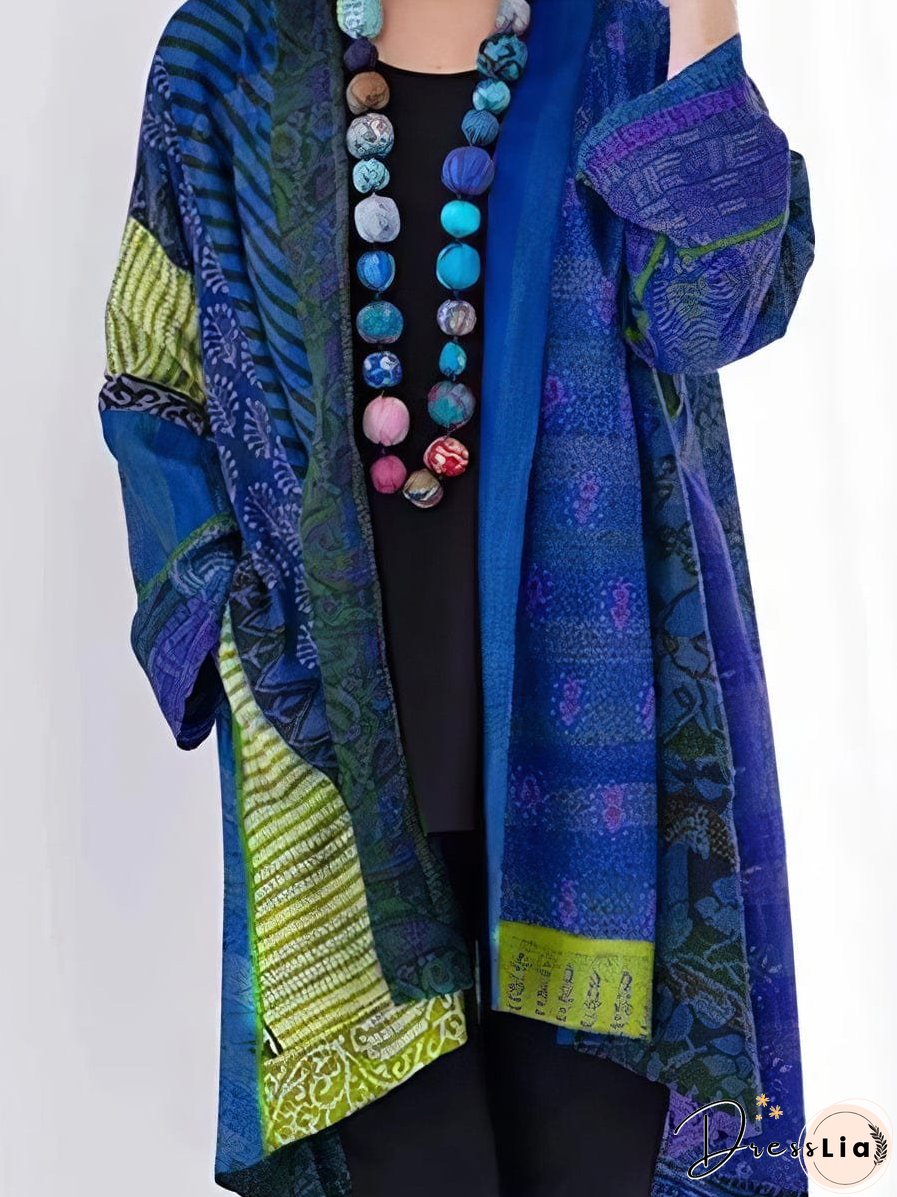 Red and Teal Patchwork Cardigan