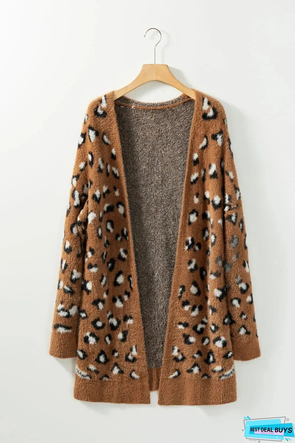 Brown Leopard Print Fur Cardigan