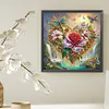Coeur Papillon Fleurs-Sp&eacute;cial Forme Diamant Peinture-30 * 30CM