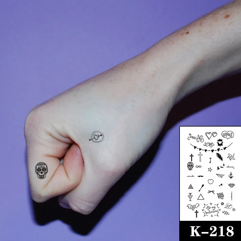 Waterproof Temporary Tattoo Sticker Black Wolf Arrow Rose Butterfly Flash Tattoos Totem Line Body Art Hand Fake Tatoos Women Men
