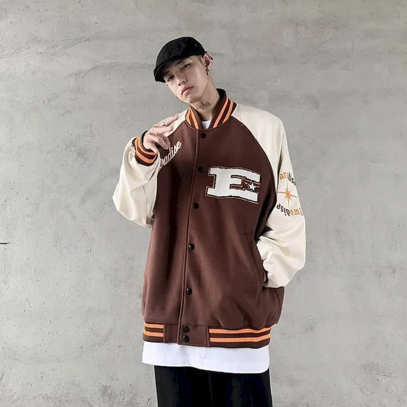 Spring/autumn American Retro Stitching Baseball Uniform Jacket Men Baseball Clothes Women Hip-hop Trend Oversize Casual Jacket