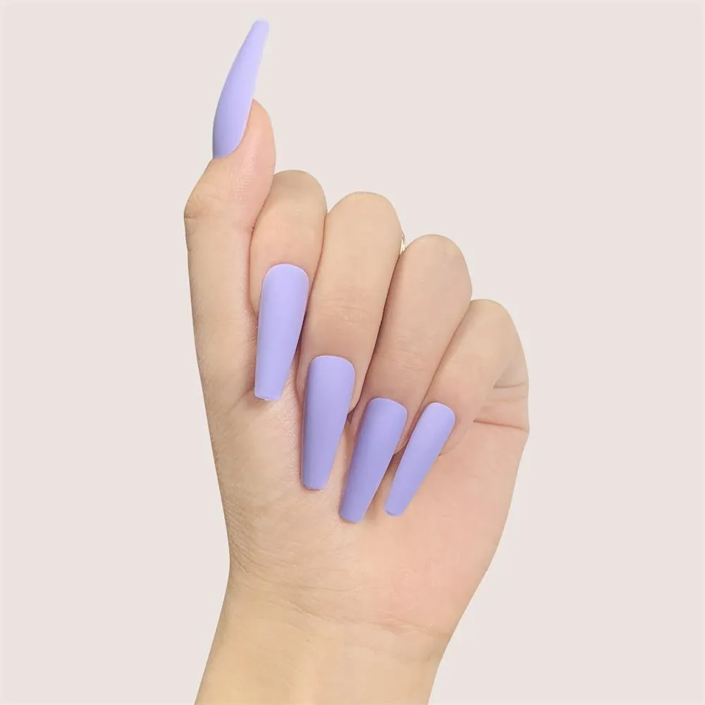 Fashion 24Pcs/Set False Nail Tips Matte Full Cover Long Ballet  Fake Nails With Glue Nail Art Manicure French Manicure Tools