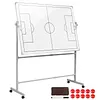 [US Local Warehouse] Mobile Double-Sided Soccer Coaching Board Height Adjustable Whiteboard with Wheels Dry Erase Board with Magnets Pen & Eraser for Coaches (Football)