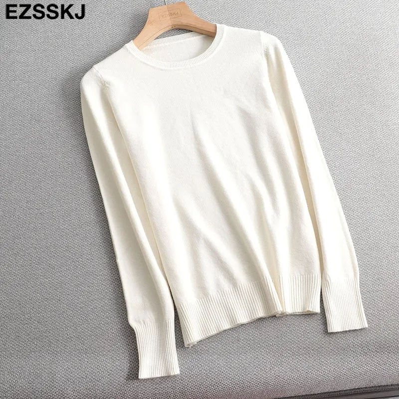 Autumn Winter O-NECK BASIC  Sweater pullovers Women 2021 Female  loose BOTTOM Sweater Pullover female