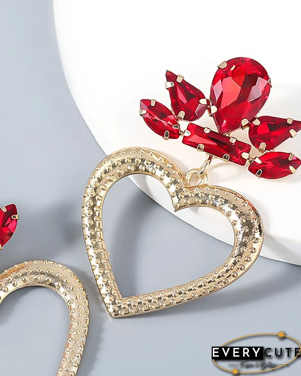 1Pair Waterdrop Rhinestone Heart Drop Earrings