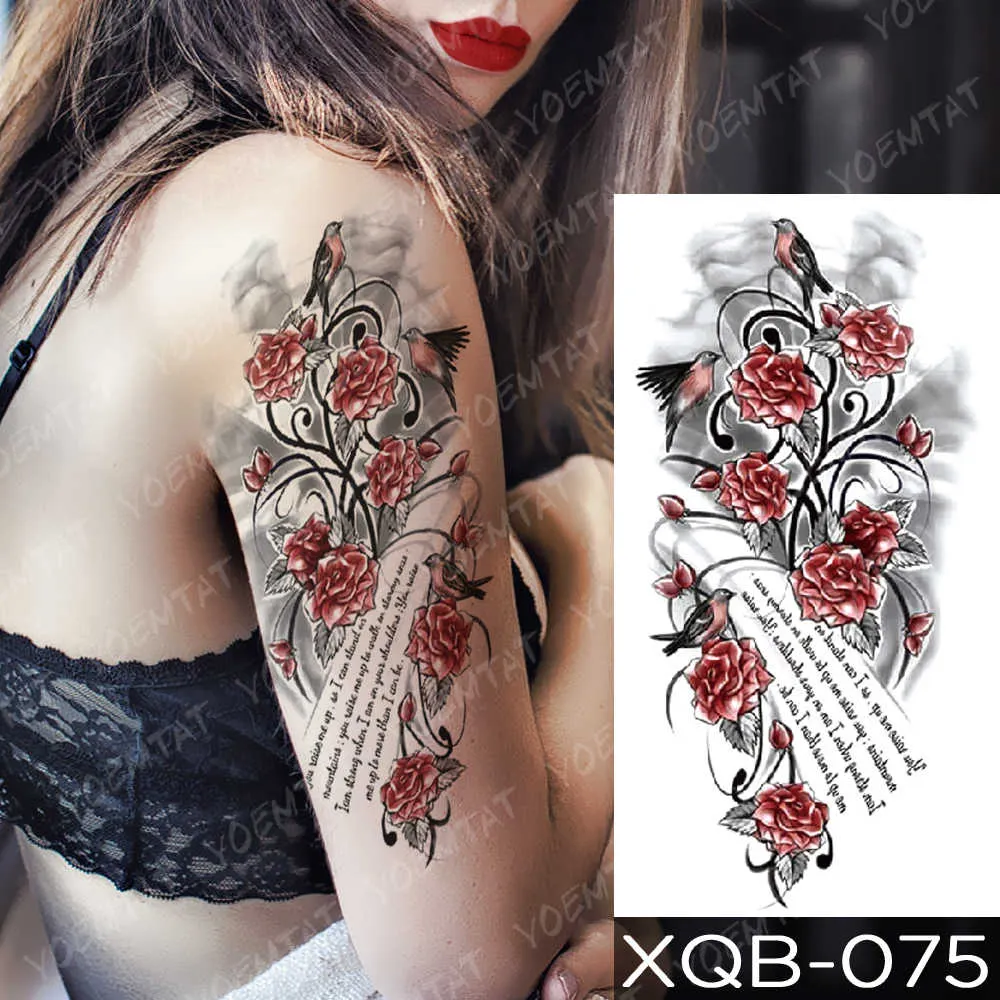 Sdrawing Sdrawing Temporary Sleeve Arm tattoo Sticker Lion Clock Tiger Gear Skeleton Rose tattoos Body Art Fake tatoo Men Women Black