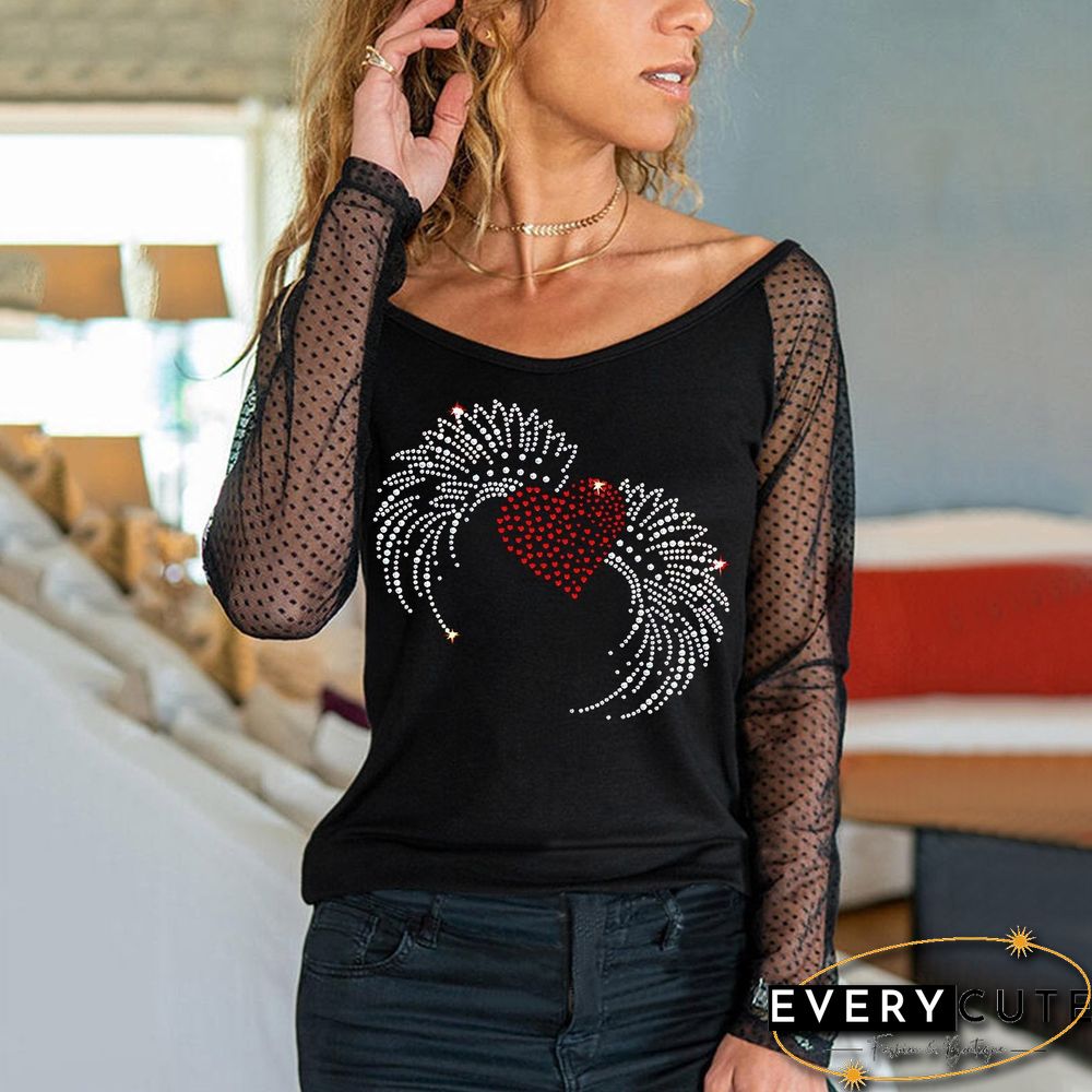 Round Neck Black Mesh Shirt