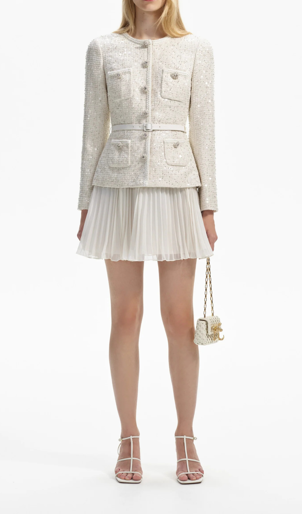 Fashionslee WomenAzhar Cream Sequin Mini Dress