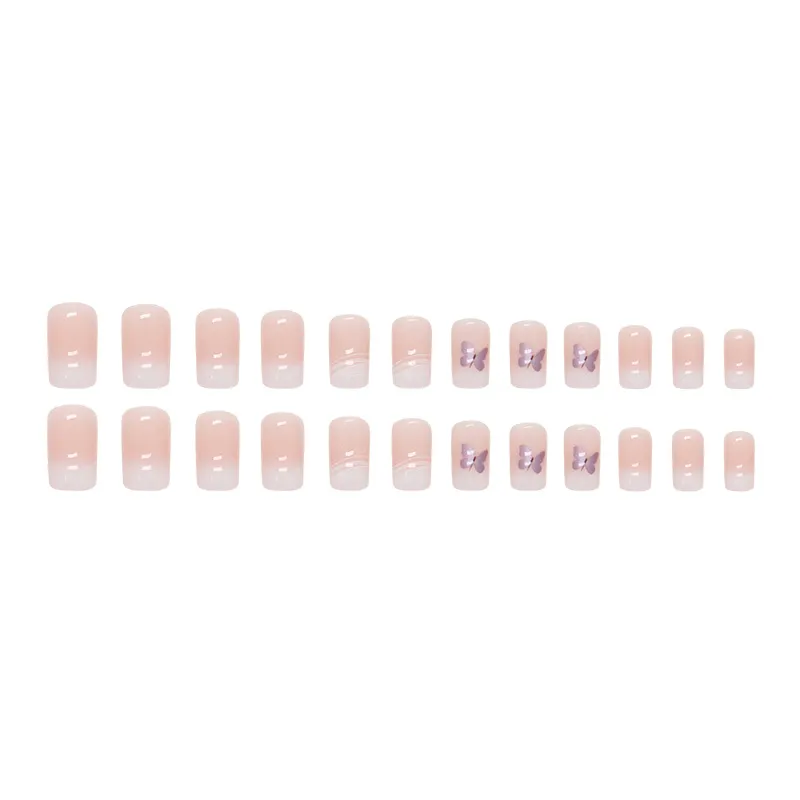 Churchf Churchf Desire Gradient White Line Beauty A Purple Aurora Butterfly Fake Nails Ins Wind Fashion Wear A