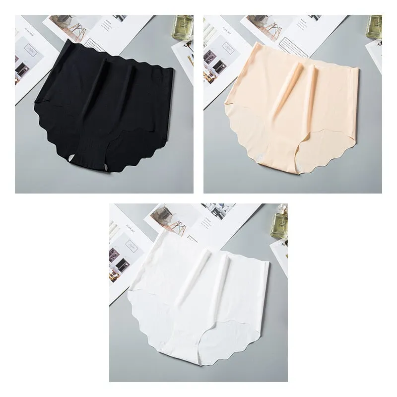 3pcs High Rise Seamless Panties For Woman Underwear Briefs Wave Solid Female Panties New Underwear Seamless Panties For Ladies
