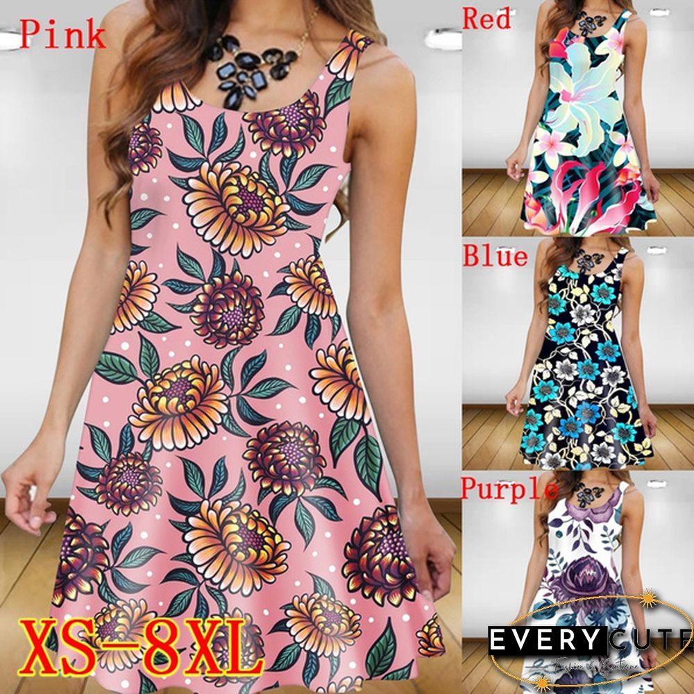 Summer Dress Sleeveless Women Printing Dresses Casual Dress