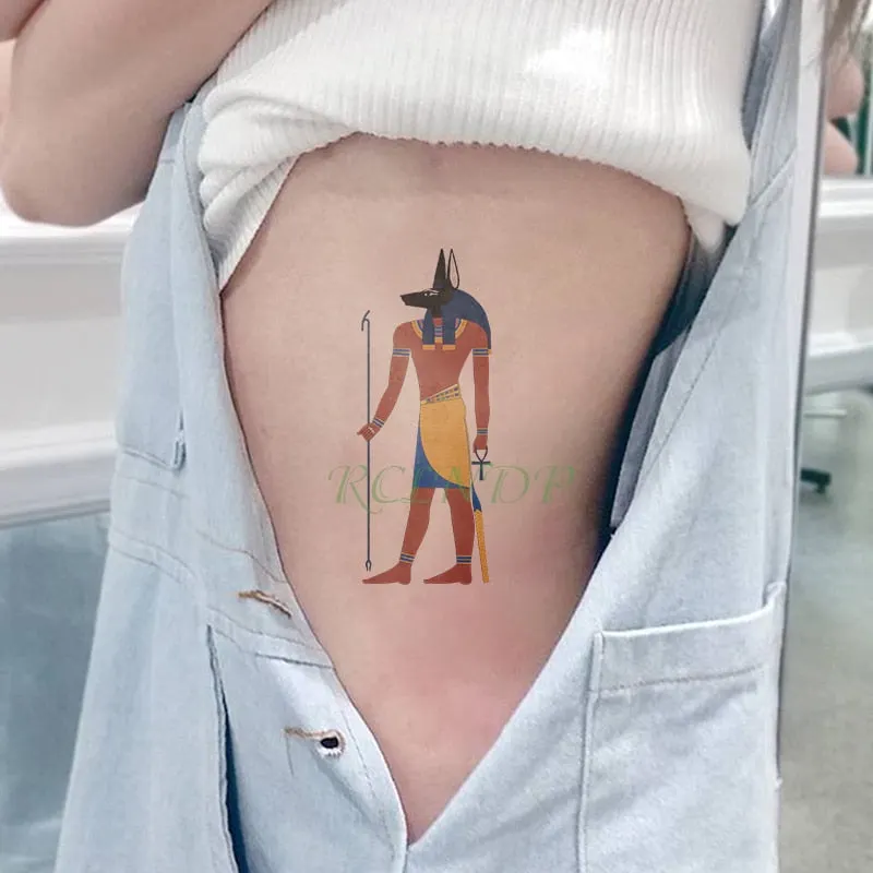 Waterproof Temporary Tattoo Sticker protector of Ancient Egypt Egyptian totem Anubis fake tatto flash tatoo for men women girl