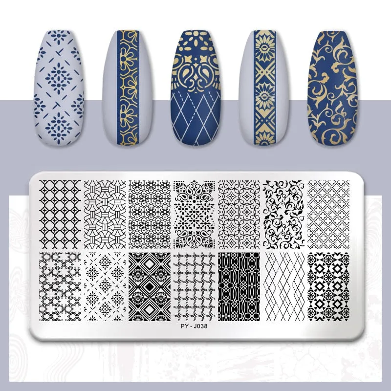 PICT YOU  Nail Stamping Plates Line Pictures Stencil Stainless Steel Nail Design for Printing Nail Art Image Plate Tool-Nail Inspo