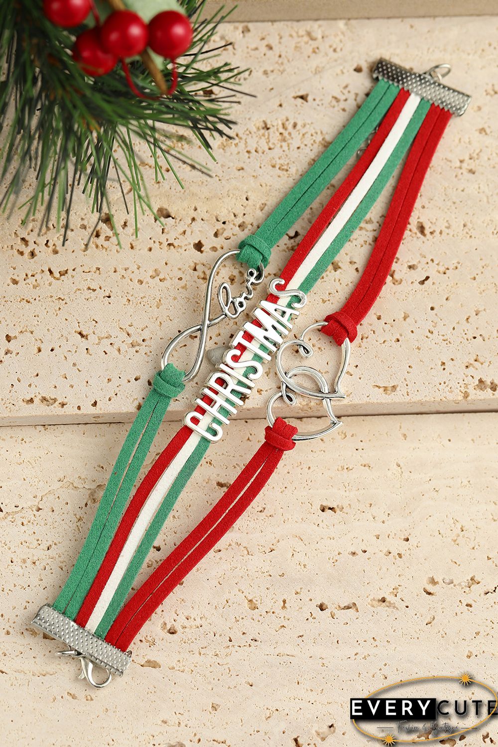 Green Multi-layer Woven Letter Christmas Bracelet