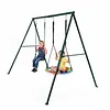 [US Local Warehouse] Swing Set Frame Rust Proof Outdoor Swing Stand Backyard Metal Hammock Stand Set Double Swinging Frame Set for Kindergarten Shopping Mall Park